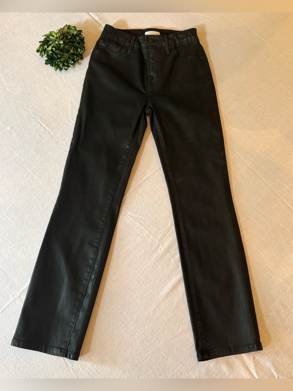 Good American Black High-Shine Skinny Faux Leather Jeans - Picture 2 of 10